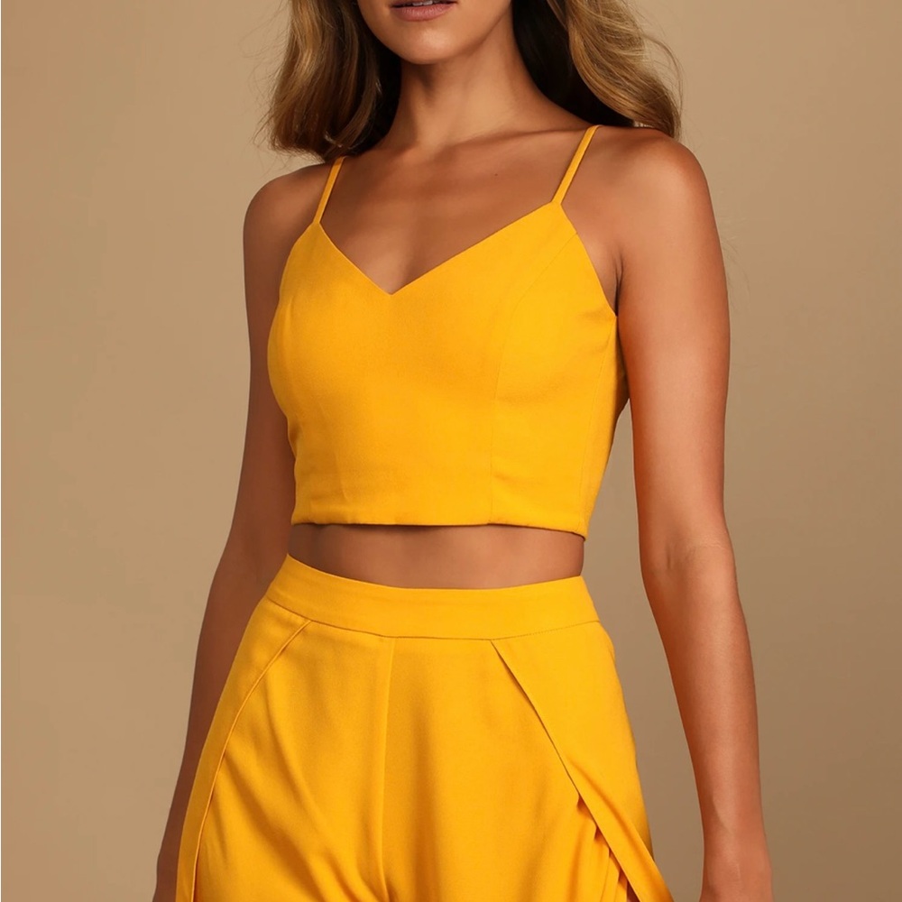 Lulus Out Tonight Mustard Yellow Two-Piece Jumpsuit - Picture 3 of 9